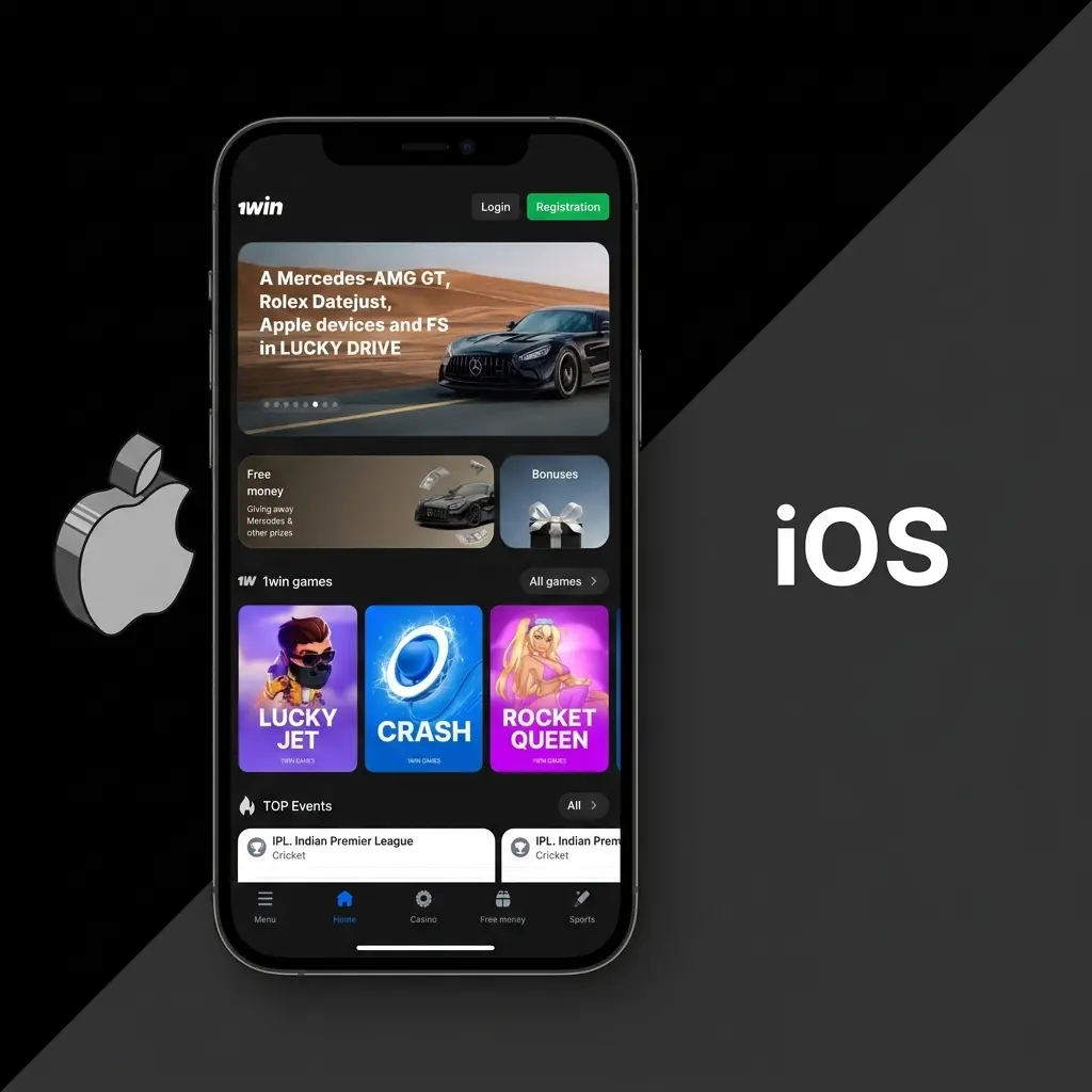 1win iOS app download on iPhone via App Store with Face ID and Touch ID authentication support