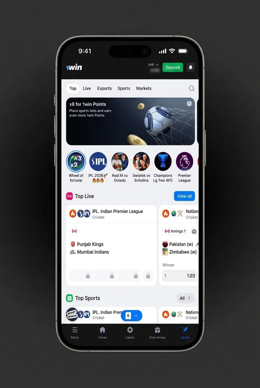 Step-by-step guide to placing a sports bet on the 1win app showing navigation and bet slip process
