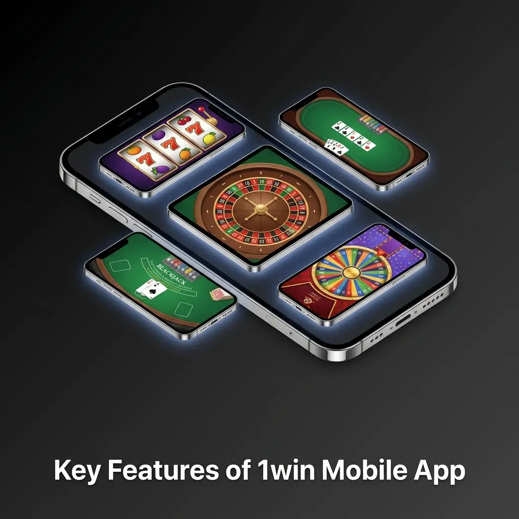 1win mobile app features including INR support, UPI payments, 500% bonus, 11000+ games, and Curaçao licence