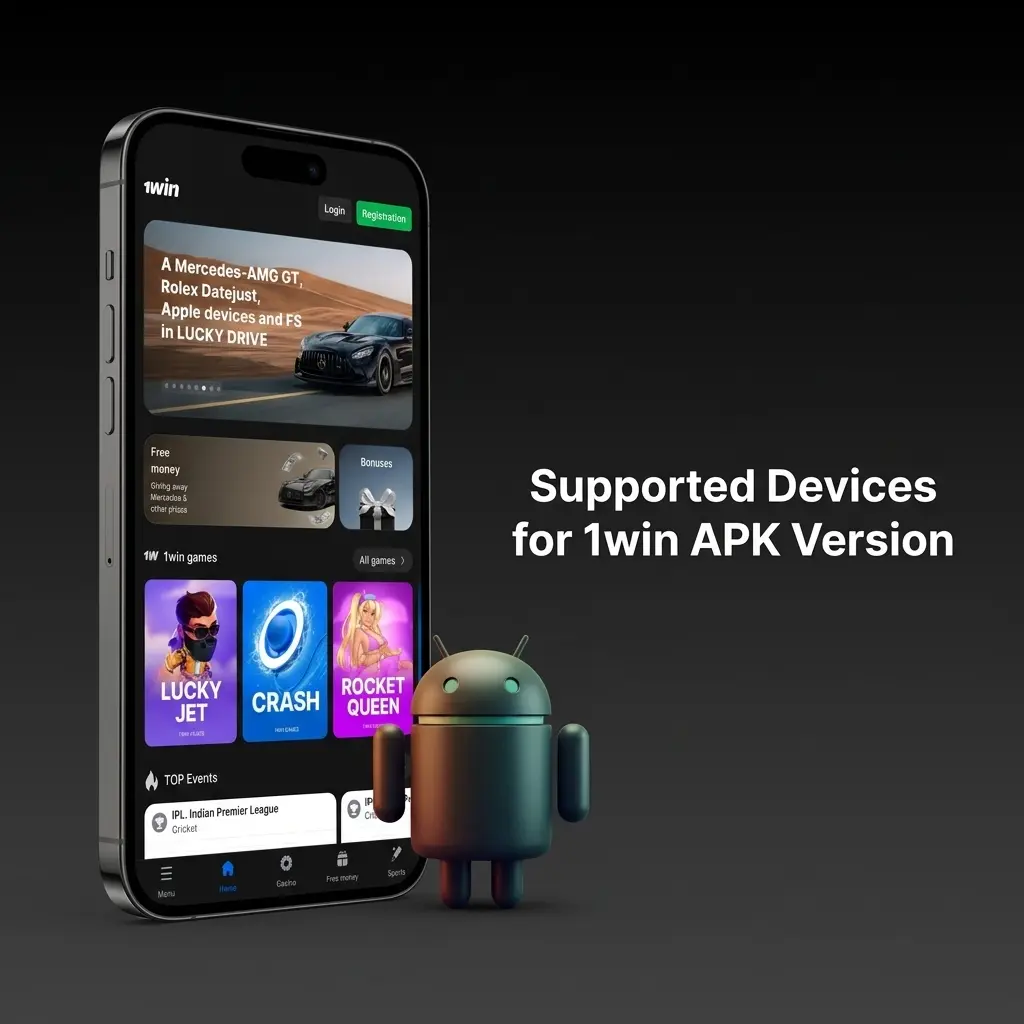 1win APK compatible devices including Samsung, Xiaomi, OnePlus, and Google Pixel models running Android 5.0 and above